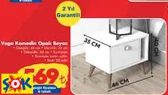 VEGA KOMODİN OPAK BEYAZ